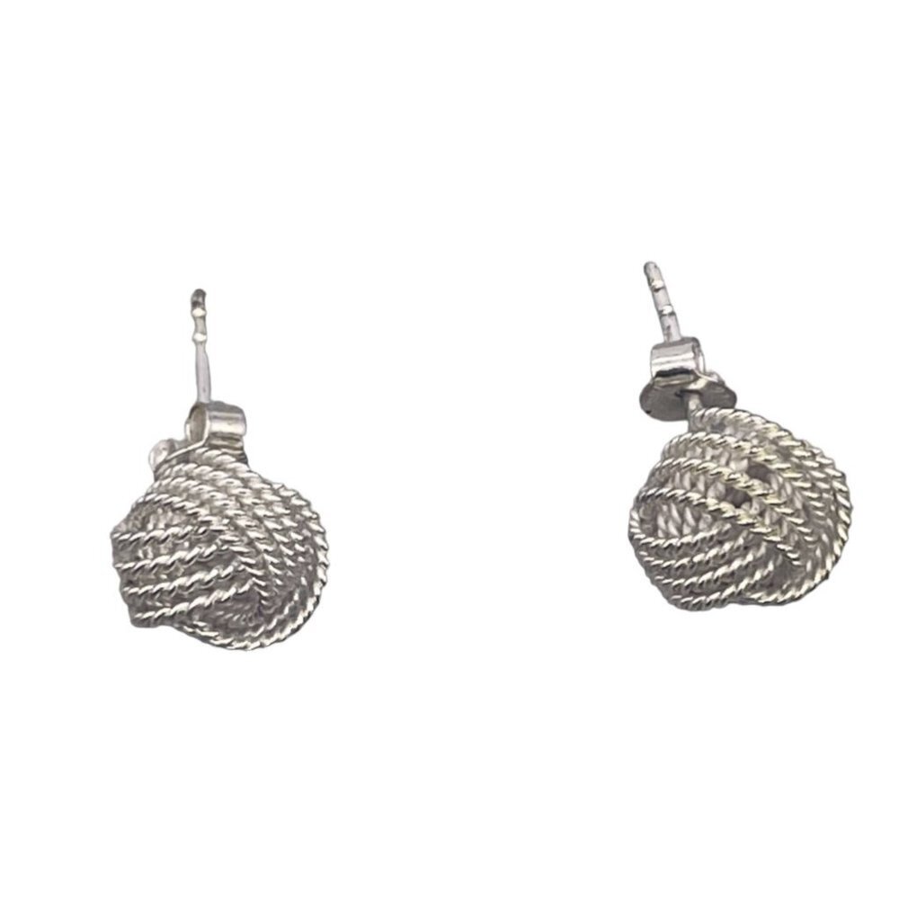 925 Ibb Thailand Sterling Silver Twist Knot Stud Earrings